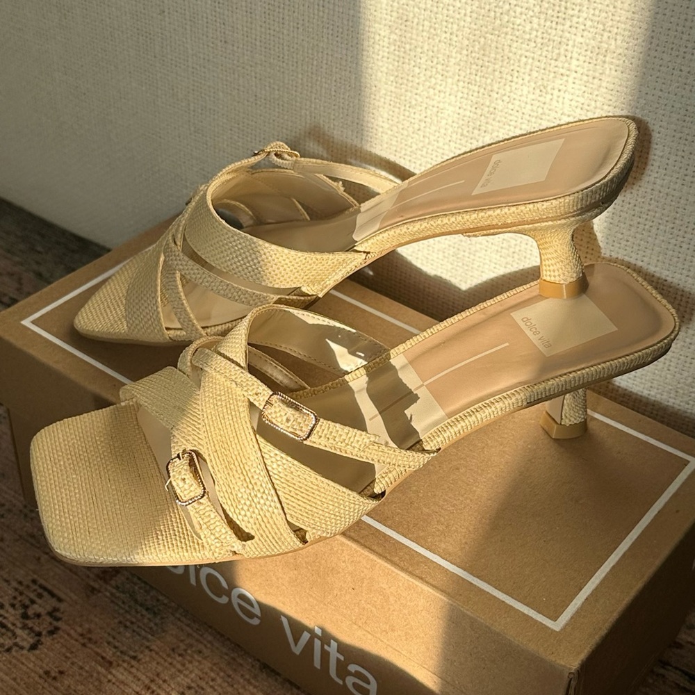 Dolce Vita Women's Raffia Kitten Heels